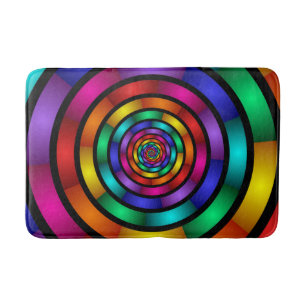 Round and Psychedelic Colourful Modern Fractal Art Bath Mat