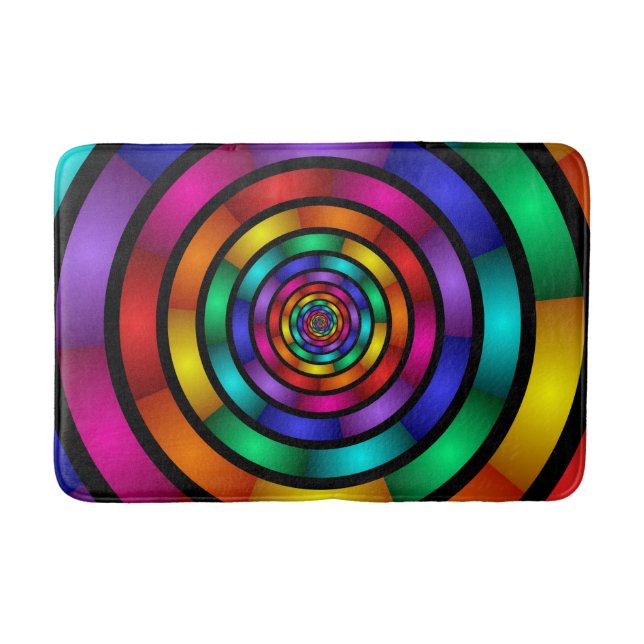 Round and Psychedelic Colourful Modern Fractal Art Bath Mat (Front)