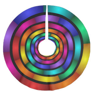 Round and Psychedelic Colourful Modern Fractal Art Brushed Polyester Tree Skirt