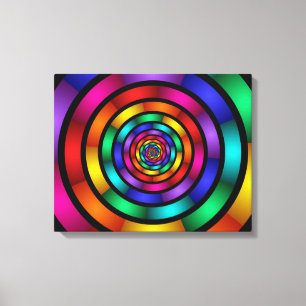 Round and Psychedelic Colourful Modern Fractal Art Canvas Print