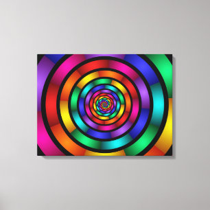 Round and Psychedelic Colourful Modern Fractal Art Canvas Print