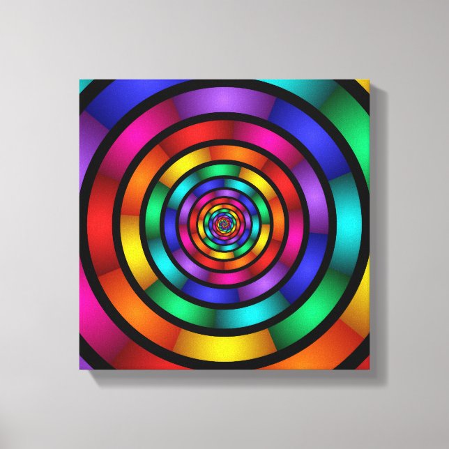 Round and Psychedelic Colourful Modern Fractal Art Canvas Print (Front)