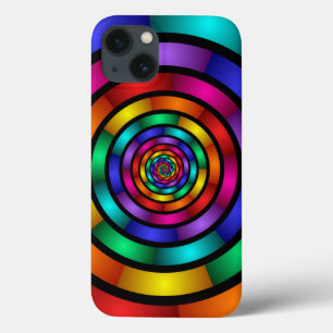 Round and Psychedelic Colourful Modern Fractal Art iPhone 13 Case