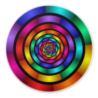Round and Psychedelic Colourful Modern Fractal Art Ceramic Knob
