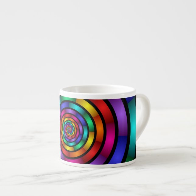 Round and Psychedelic Colourful Modern Fractal Art Espresso Cup (Front Right)