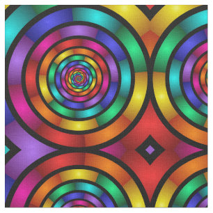 Round and Psychedelic Colourful Modern Fractal Art Fabric