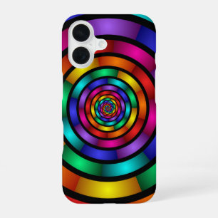 Round and Psychedelic Colourful Modern Fractal Art iPhone 16 Case