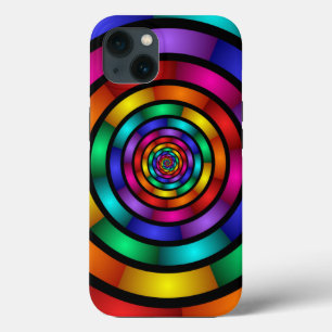 Round and Psychedelic Colourful Modern Fractal Art iPhone 13 Case