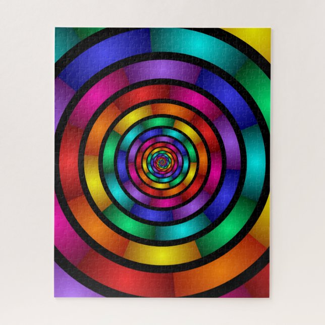 Round and Psychedelic Colourful Modern Fractal Art Jigsaw Puzzle (Vertical)