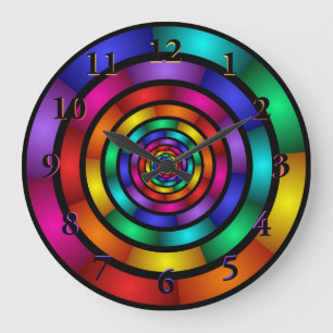 Round and Psychedelic Colourful Modern Fractal Art Large Clock