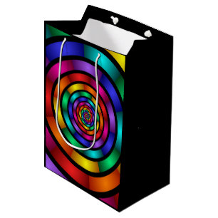 Round and Psychedelic Colourful Modern Fractal Art Medium Gift Bag