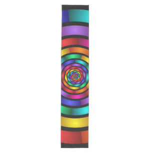 Round and Psychedelic Colourful Modern Fractal Art Medium Table Runner