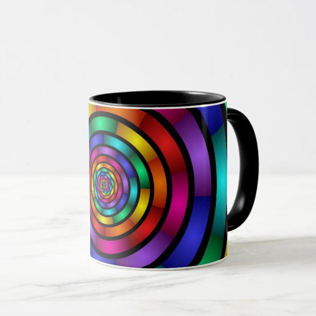 Round and Psychedelic Colourful Modern Fractal Art Mug (Front Right)