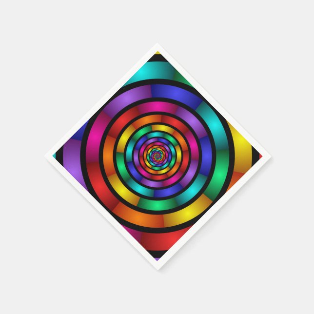 Round and Psychedelic Colourful Modern Fractal Art Napkin (Corner)