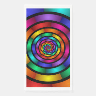 Round and Psychedelic Colourful Modern Fractal Art Napkin