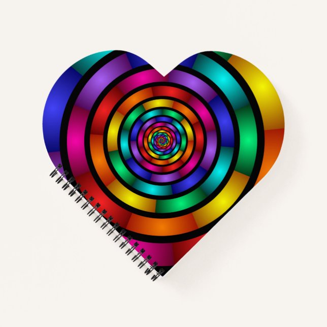 Round and Psychedelic Colourful Modern Fractal Art Notebook (Front)