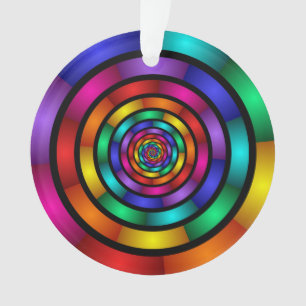Round and Psychedelic Colourful Modern Fractal Art Ornament