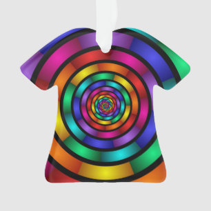 Round and Psychedelic Colourful Modern Fractal Art Ornament