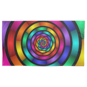 Round and Psychedelic Colourful Modern Fractal Art Pillowcase