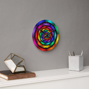 Round and Psychedelic Colourful Modern Fractal Art Round Clock