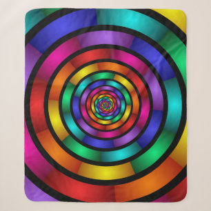 Round and Psychedelic Colourful Modern Fractal Art Sherpa Blanket