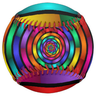 Round and Psychedelic Colourful Modern Fractal Art Softball