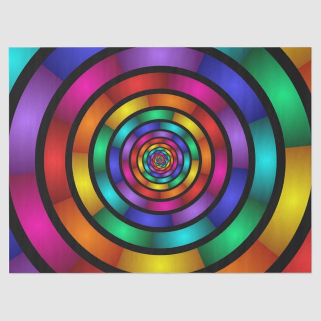 Round and Psychedelic Colourful Modern Fractal Art Tissue Paper (Front)