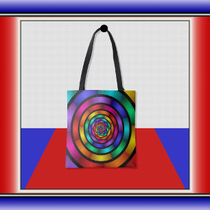Round and Psychedelic Colourful Modern Fractal Art Tote Bag