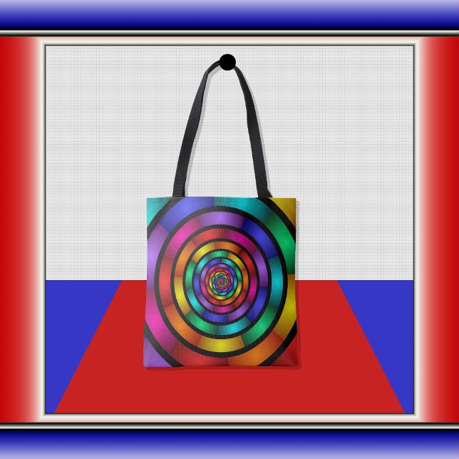 Round and Psychedelic Colourful Modern Fractal Art Tote Bag (Creator Uploaded)