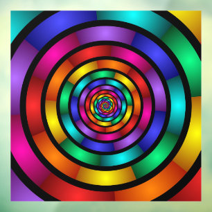 Round and Psychedelic Colourful Modern Fractal Art Window Cling