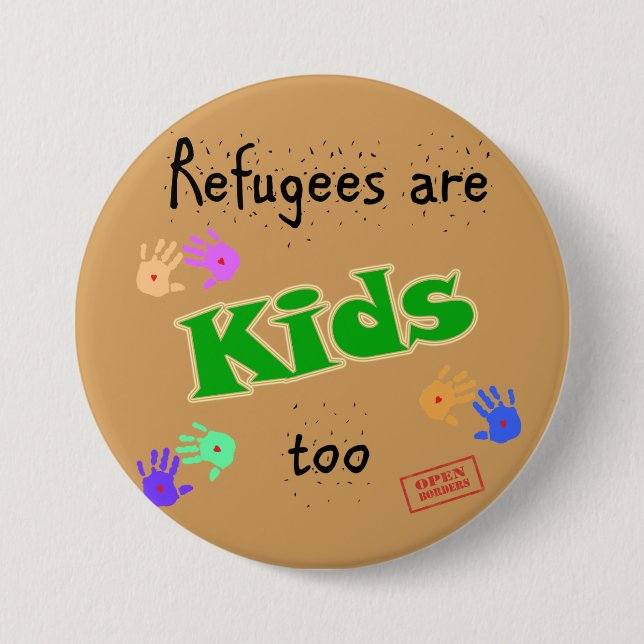 Round badge supporting refugee crisis (Front)