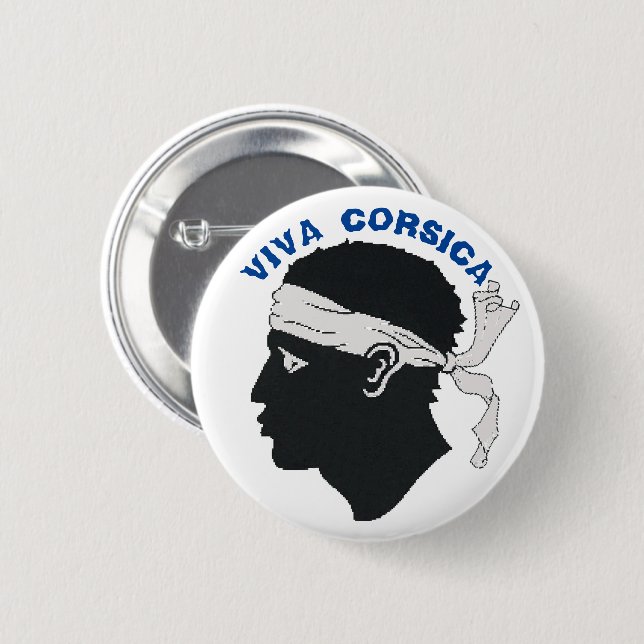 Round Badge, Viva Corsica 6 Cm Round Badge (Front & Back)