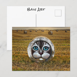 Round Bale Art Ranchers Farmers Hay Field Graffiti Postcard