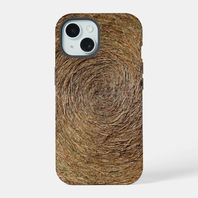 Round Bale of Hay iPhone 15 Case (Back)