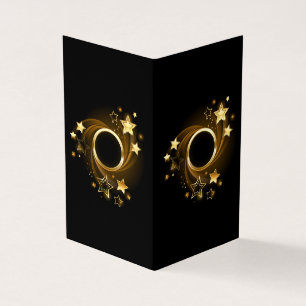 Round Banner with Gold Stars on Black