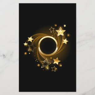 Round Banner with Gold Stars on Black Flyer