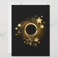 Round Banner with Gold Stars on Black