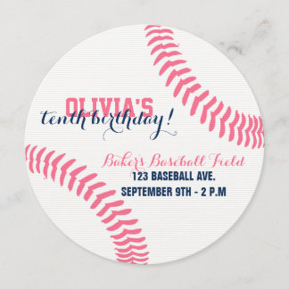 ROUND BASEBALL BIRTHDAY INVITATION