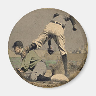 Round Baseball Fridge Magnet In Cool Retro Style