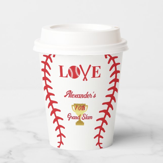 Round Baseball Game Themed Kid Teen Birthday Party Paper Cups (Front)
