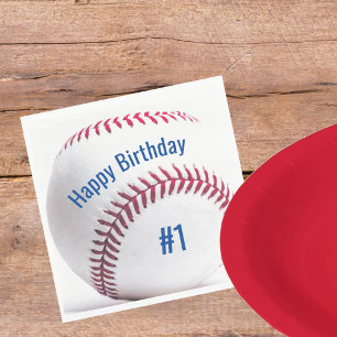 Round Baseball with Name and Age Party Napkin