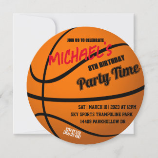 Round Basketball Party Invite