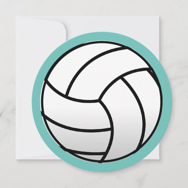 Round beach volleyball Birthday party invitations (Front)