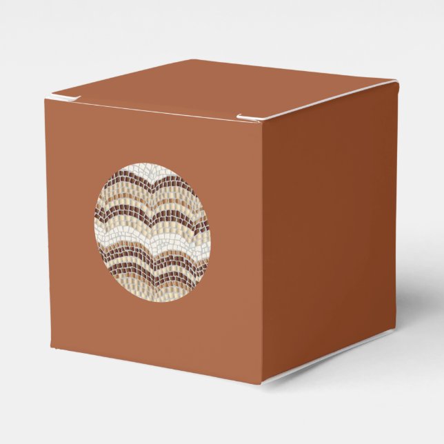 Round Beige Mosaic Classic Favour Box (Front Side)