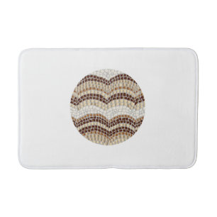 Round Beige Mosaic Medium Bath Mat