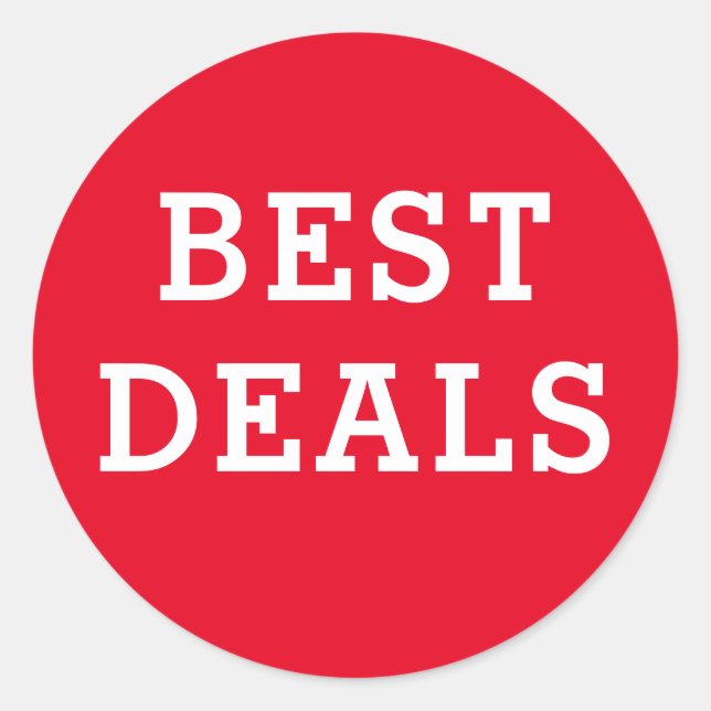 Round Best Deal Red and white  Classic Round Sticker (Front)