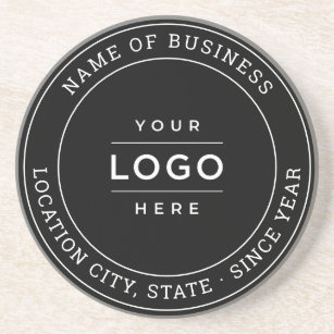 Round Black Custom Business Logo Branded Coaster