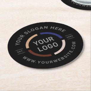 Round black Custom Logo Branded Promotional Paper Coaster