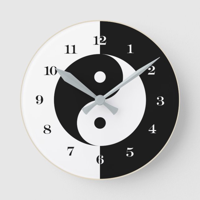 Round Black/White Yin & Yang style wall clock (Front)