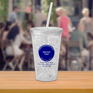 Round Blue Business Branding on Acrylic Tumbler